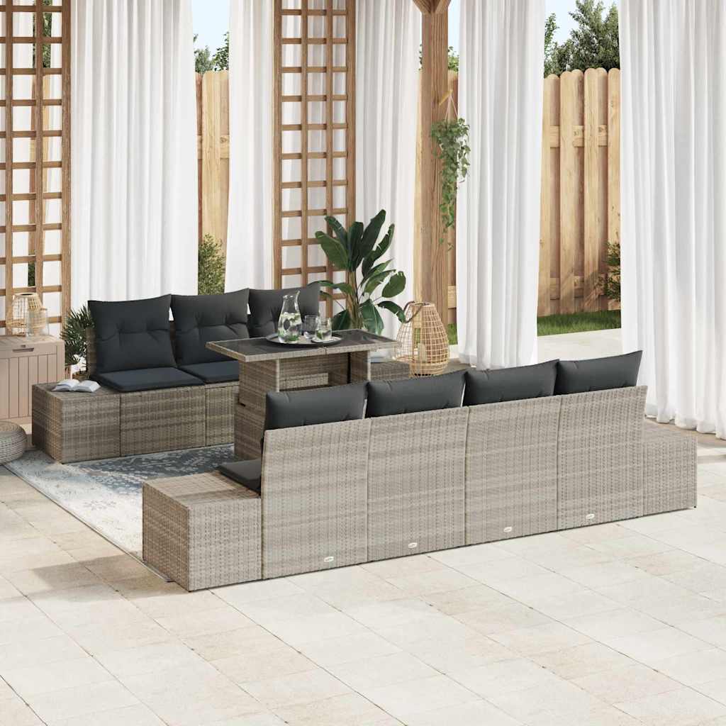 JUNG Vida Gartensofa-set mit Kissen 8 pcs Hellgrau und Dunkelgrau