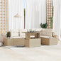 JUNG Vida Garten-Sofa-Set mit Speicher 6 pcs Beige Poly Rattan