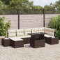 JUNG Vida Garten-Sofa-Set mit Speicher 8 pcs Braun Poly Rattan