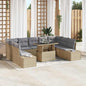 JUNG Vida Garten-Sofa-Set mit Speicher 10 pcs Beige Poly Rattan