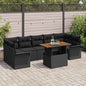 JUNG Vida Garten-Sofa-Set mit Speicher 8 pcs Schwarz Poly Rattan