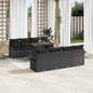 JUNG Vida Garten-Sofa-Set mit Speicher 9 pcs Schwarz Poly Rattan
