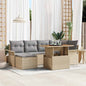 JUNG Vida Garten-Sofa-Set mit Speicher 7 pcs Beige Poly Rattan