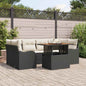 JUNG Vida Garten-Sofa-Set mit Speicher 7 pcs Schwarz Poly Rattan