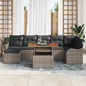 JUNG Vida Garten-Sofa-Set mit Speicher 8 pcs Grau Poly Rattan