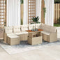 JUNG Vida Garten-Sofa-Set mit Speicher 9 pcs Beige Poly Rattan