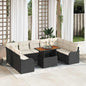 JUNG Vida Garten-Sofa-Set mit Speicher 10 pcs Schwarz Poly Rattan