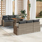 JUNG Vida Garten-Sofa-Set mit Speicher 7 pcs Grau Poly Rattan