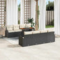 JUNG Vida Garten-Sofa-Set mit Speicher 9 pcs Schwarz Poly Rattan