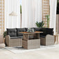 JUNG Vida Garten-Sofa-Set mit Speicher 6 pcs Grau Poly Rattan