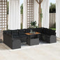 JUNG Vida Garten-Sofa-Set mit Speicher 11 pcs Schwarz Poly Rattan