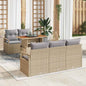 JUNG Vida Garten-Sofa-Set mit Speicher 6 pcs Beige Poly Rattan