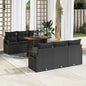 JUNG Vida Garten-Sofa-Set mit Speicher 7 pcs Schwarz Poly Rattan