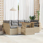 JUNG Vida Garten-Sofa-Set mit Speicher 7 pcs Beige Poly Rattan