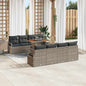 JUNG Vida Garten-Sofa-Set mit Speicher 9 pcs Grau Poly Rattan