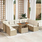 JUNG Vida Garten-Sofa-Set mit Speicher 10 pcs Beige Poly Rattan