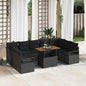JUNG Vida Garten-Sofa-Set mit Speicher 10 pcs Schwarz Poly Rattan