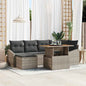 JUNG Vida Garten-Sofa-Set mit Speicher 7 pcs Grau Poly Rattan