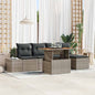 JUNG Vida Garten-Sofa-Set mit Speicher 6 pcs Grau Poly Rattan