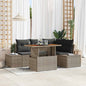 JUNG Vida Garten-Sofa-Set mit Speicher 5 pcs Grau Poly Rattan