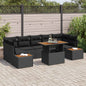 JUNG Vida Garten-Sofa-Set mit Speicher 8 pcs Schwarz Poly Rattan
