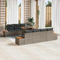 JUNG Vida Garten-Sofa-Set mit Speicher 9 pcs Grau Poly Rattan