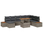 JUNG Vida Garten-Sofa-Set mit Speicher 9 pcs Grau Poly Rattan