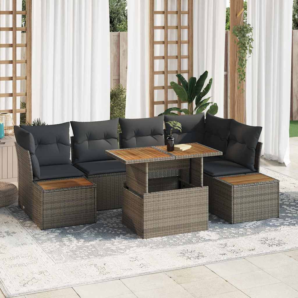 JUNG Vida Garten-Sofa-Set mit Speicher 10 pcs Grau Poly Rattan