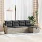 JUNG Vida Garten-Sofa-Set mit Kissen 5 pcs Hellgrau Poly Rattan