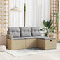 JUNG Vida Sofa Set mit Kissen 4 pcs Beige und Hellgrau Poly-Rattan