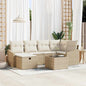 JUNG Vida Sofa Set mit Kissen 7 pcs Beige und Creme Poly-Rattan