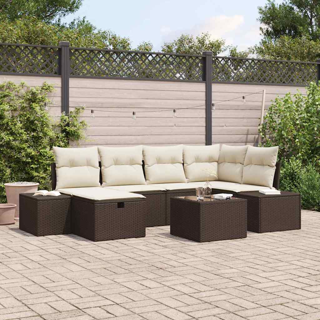 JUNG Vida Gartensofa-set mit Kissen 7 pcs Braun Poly-Rattan