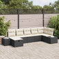 JUNG Vida Gartensofa-set mit Kissen 7 pcs Schwarz Poly-Rattan