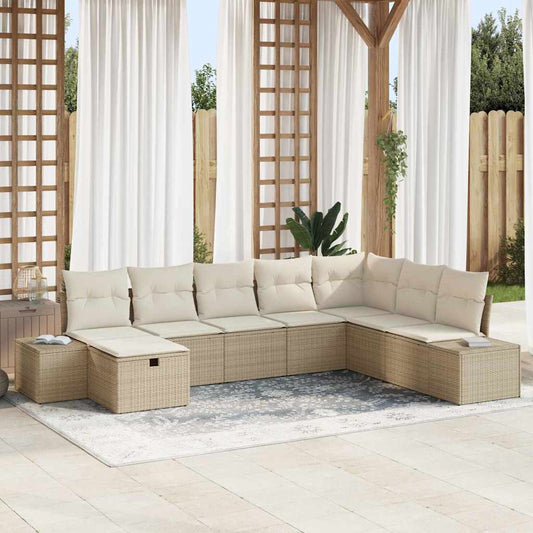 JUNG Vida Gartensofa-set mit Kissen 8 pcs Beige Poly-Rattan