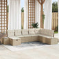 JUNG Vida Gartensofa-set mit Kissen 8 pcs Beige Poly-Rattan
