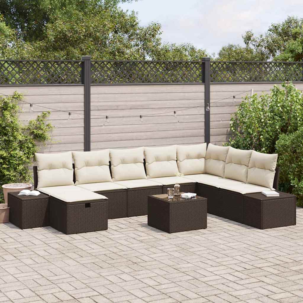 JUNG Vida Gartensofa-set mit Kissen 9 pcs Braun Poly-Rattan