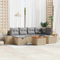 JUNG Vida Gartensofa-set mit Kissen mit Speicher 7 pcs Beige Poly-Rattan