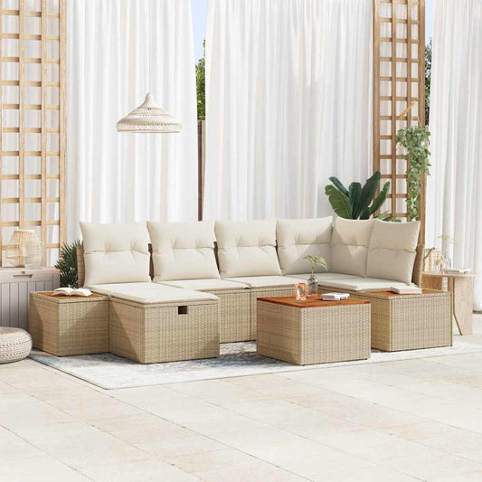 JUNG Vida Gartensofa-set mit Kissen 7 pcs Beige Poly-Rattan