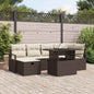 JUNG Vida Garten-Sofa-Set mit Kissen mit Speicher 7 pcs Braun Poly Rattan