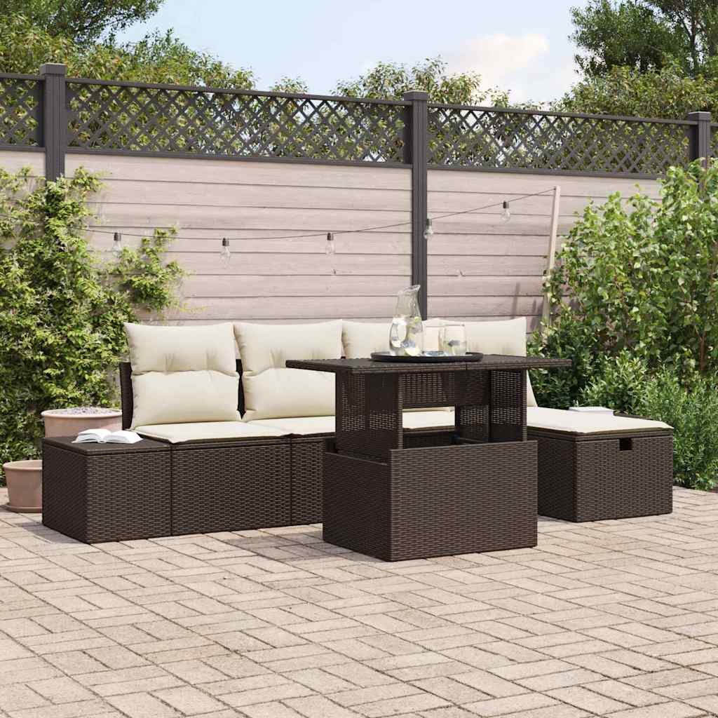 JUNG Vida Garten-Sofa-Set 6 pcs Braun Poly Rattan