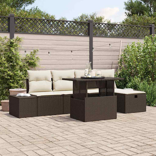 JUNG Vida Garten-Sofa-Set 6 pcs Braun Poly Rattan