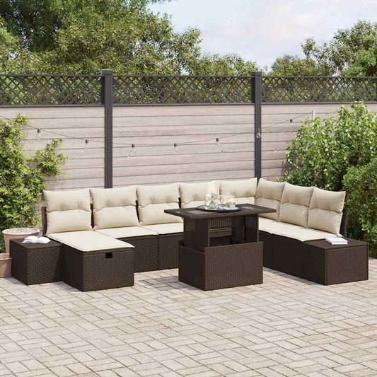 JUNG Vida Garten-Sofa-Set 11 pcs Braun Poly Rattan