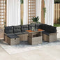 JUNG Vida Gartensofa-set mit Kissen mit Speicher 9 pcs Grau Poly-Rattan