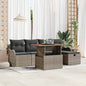 JUNG Vida Gartensofa-set mit Kissen mit Speicher 6 pcs Grau Poly-Rattan