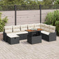 JUNG Vida Gartensofa-set mit Kissen 9 pcs Schwarz Poly-Rattan