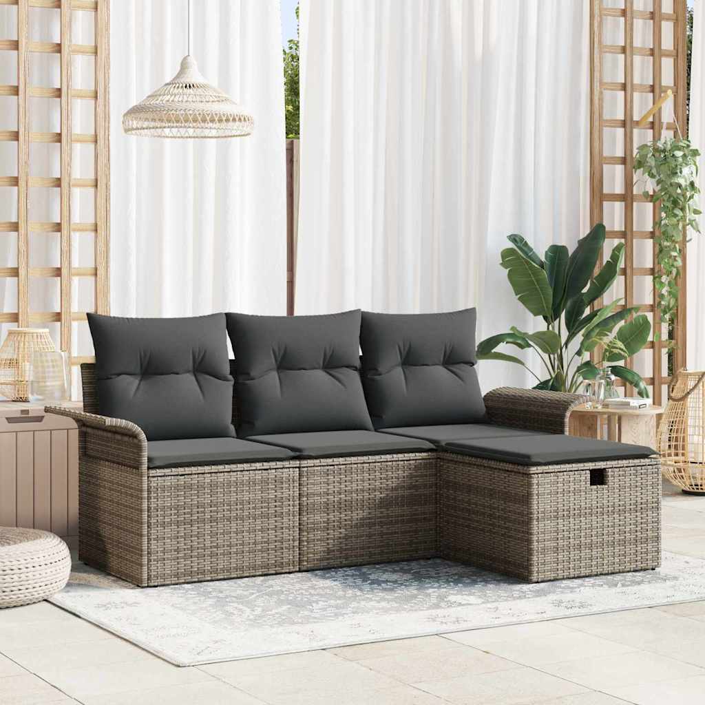 JUNG Vida Gartensofa-set mit Kissen mit Speicher 4 pcs Poly Rattan