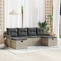 JUNG Vida Garten-Sofa-Set mit Kissen 6 pcs Hellgrau Poly Rattan