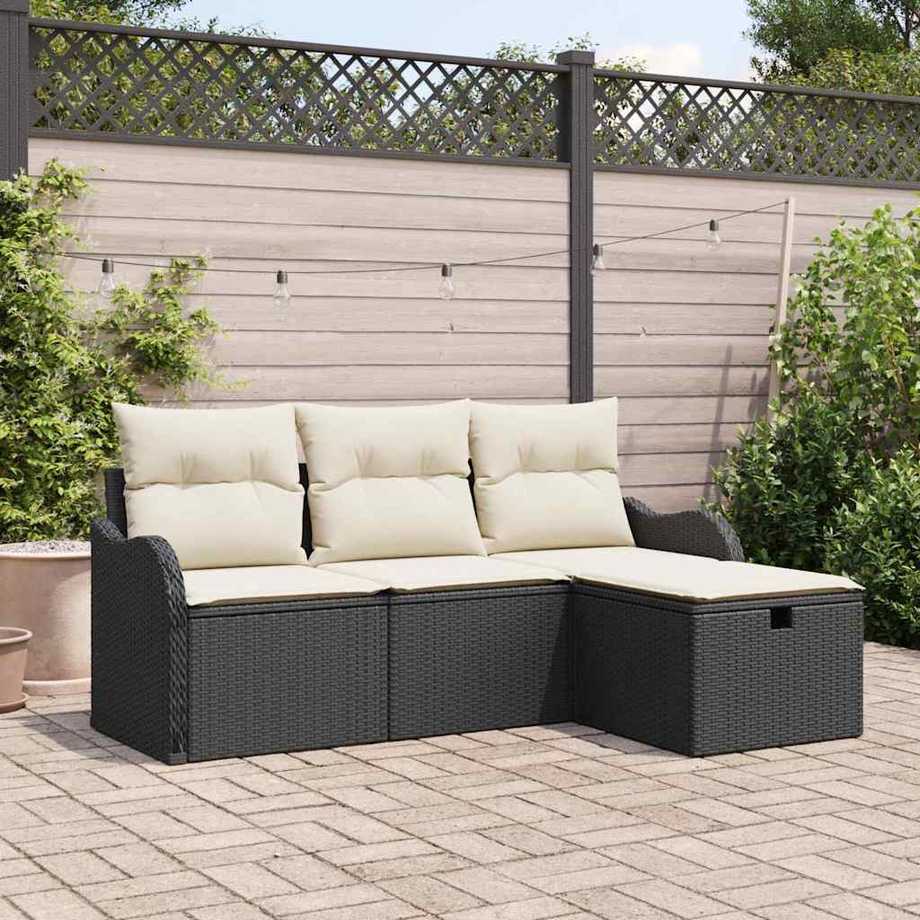 JUNG Vida Gartensofa-set mit Kissen mit Speicher 4 pcs Poly Rattan