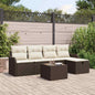 JUNG Vida Garten-Sofa-Set mit Kissen mit Speicher 6 pcs Braun Poly Rattan