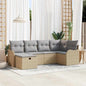 JUNG Vida Garten-Sofa-Set mit Kissen mit Speicher 6 pcs Beige Poly Rattan